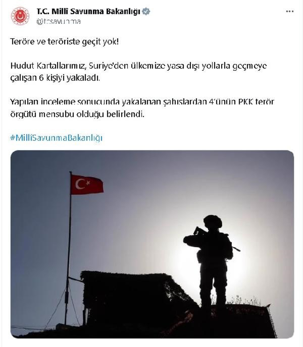 MSB, Suriye\'den yasa dışı yollarla geçmeye çalışan 4 PKK üyesini yakaladı