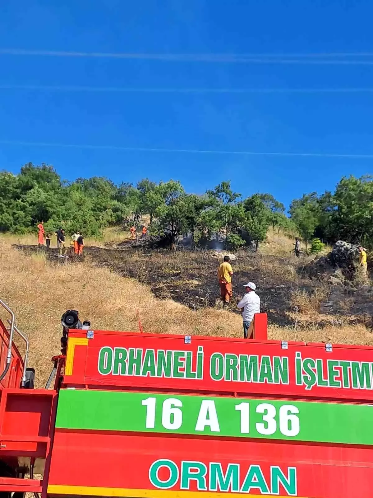 Orhaneli\'de Yol Kenarında Yangın Çıktı