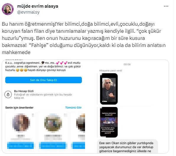 Oyuncu Evrim Alasya kendisine 'Fahişe' diyen takipçisini ifşa etti: Huzurunu kaçıracağım