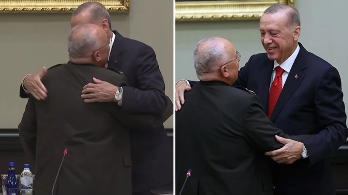 Son kez MGK toplantısına katılan Musa Avsever, duygulanıp Cumhurbaşkanı Erdoğan\'a sarıldı