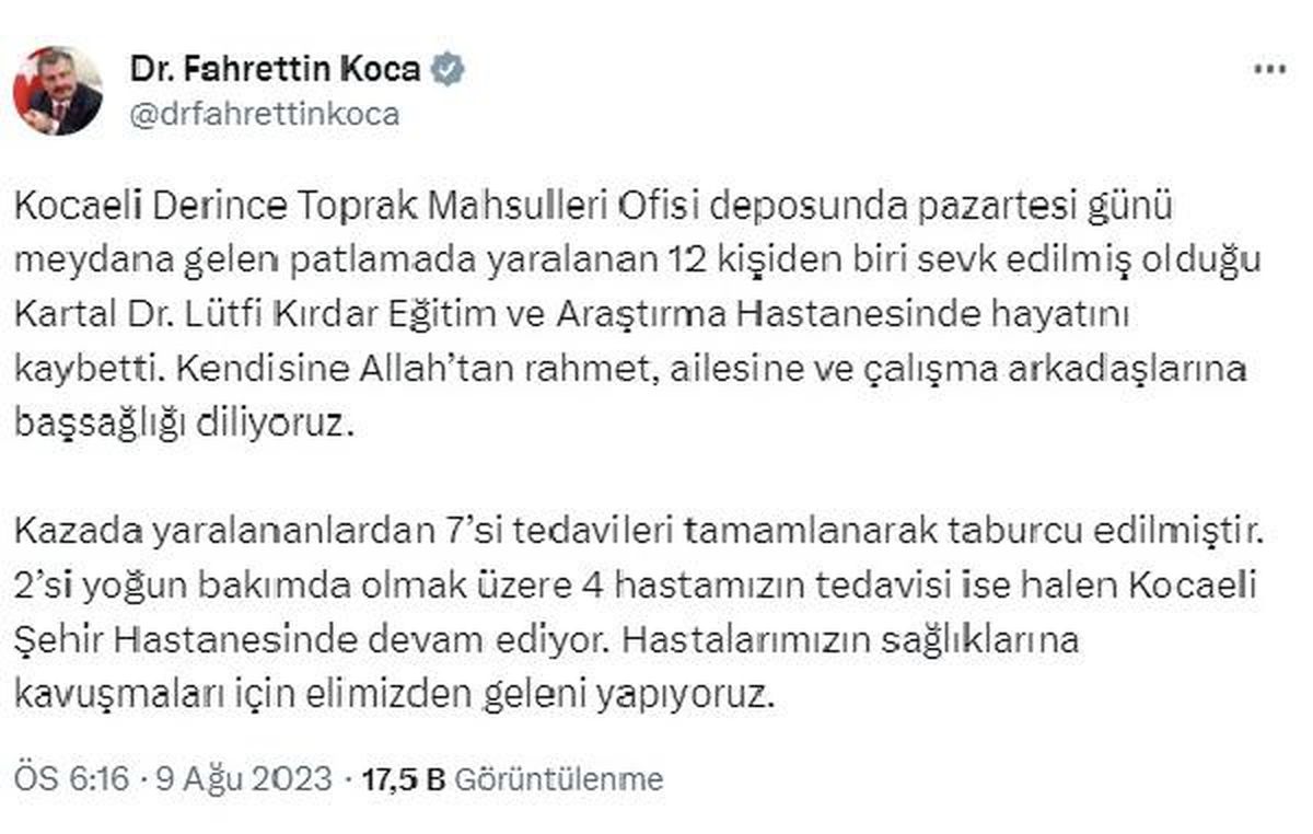 Patlamada yaralanan Kalkan kurtarılamadı