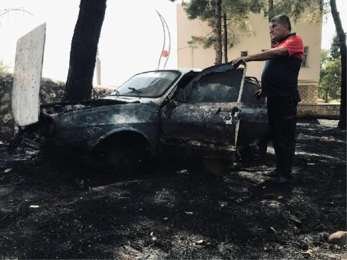 Mardin\'de Park Halindeki Otomobilde Çıkan Yangın Otoparktaki Ağaçlara Sıçradı