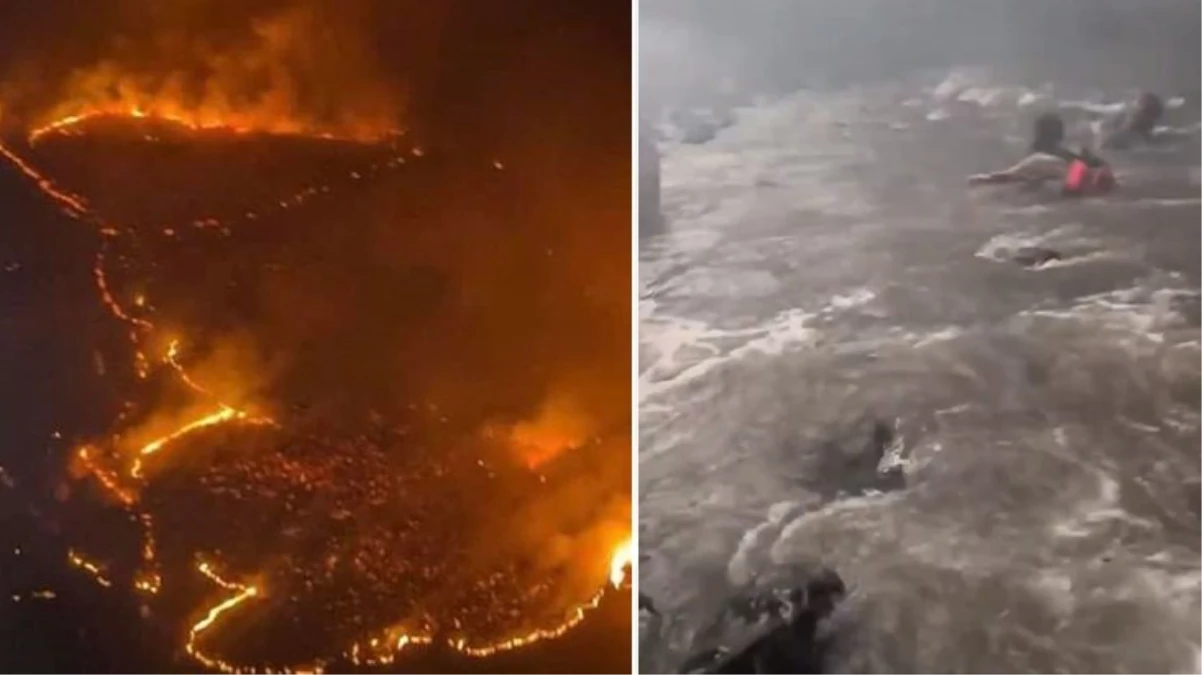 Hawaii\'deki Yangından Kaçan İnsanlar Denize Atladı