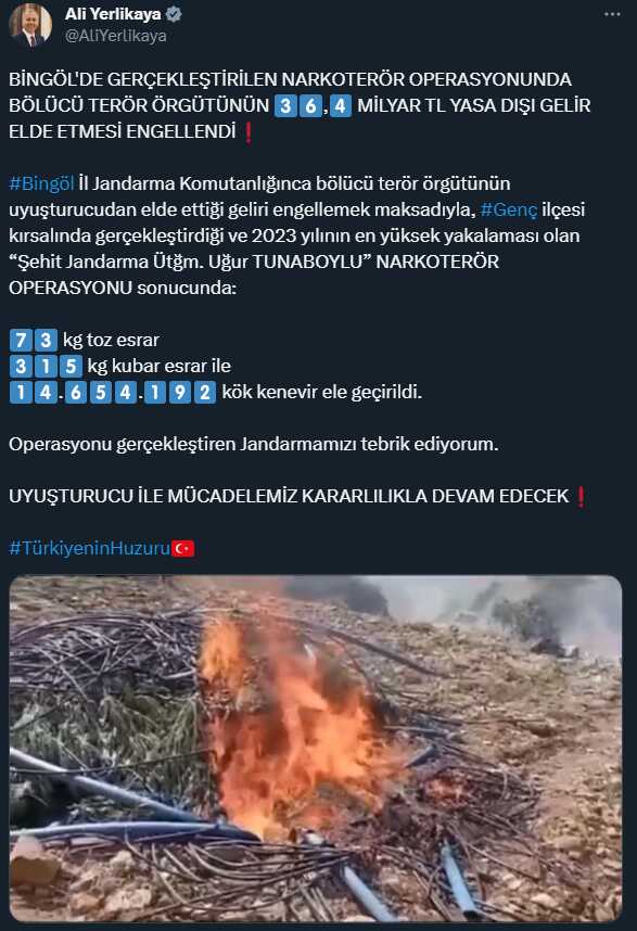 Bakan Yerlikaya: Bölücü örgütünün 36,4 milyar Türk lirası yasa dışı gelir elde etmesi engellendi' Bakan Yerlikaya: Bölücü örgütünün 36,4 milyar Türk lirası yasa dışı gelir elde etmesi engellendi'