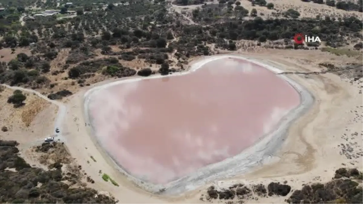 Çanakkale\'de 2 bin yıllık antik liman, kalpli pembe göle dönüştü