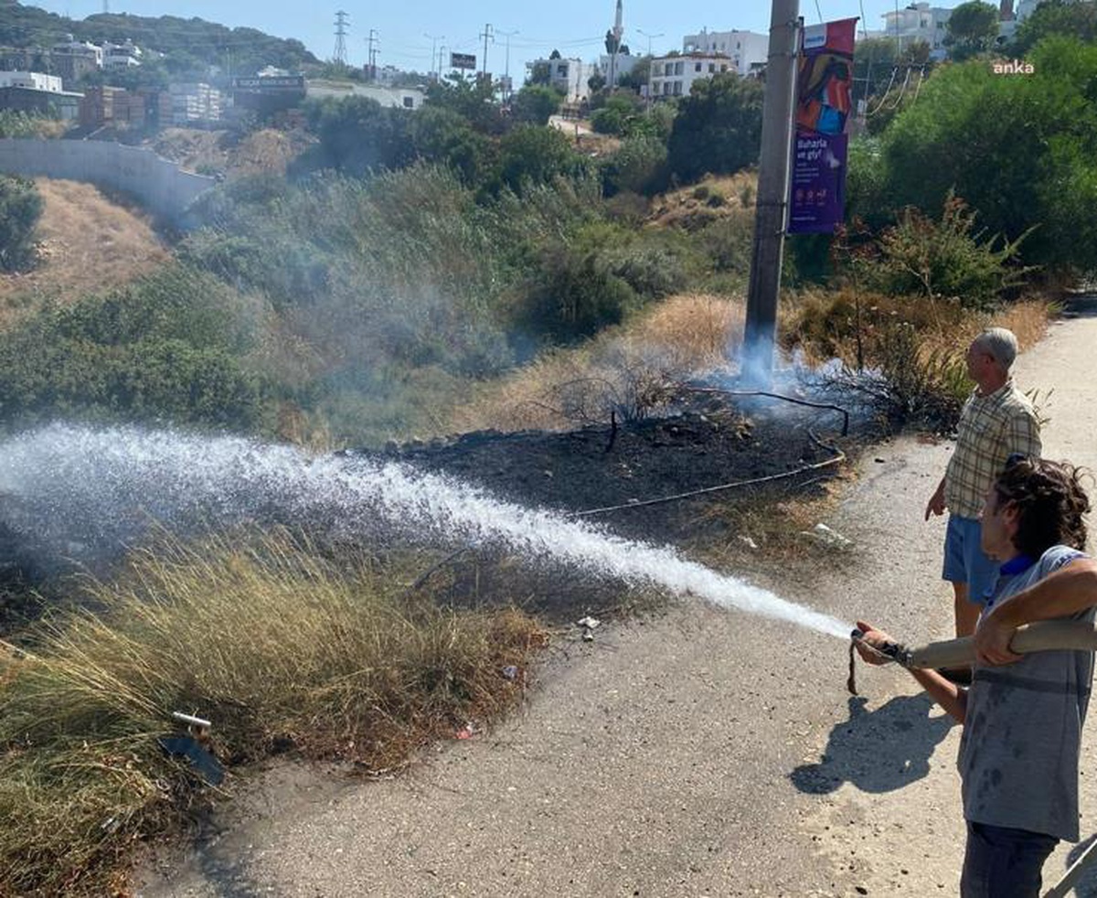 Bodrum Belediyesi Park ve Bahçeler Müdürlüğü\'nde görevli personel yangını fark ederek kontrol altına aldı