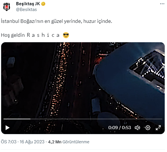 Beşiktaş, Rashica videosunda Galatasaray stadının Türkçe Olimpiyatları'ndan aldı! Sarı kırmızılılar ayağa kalktı