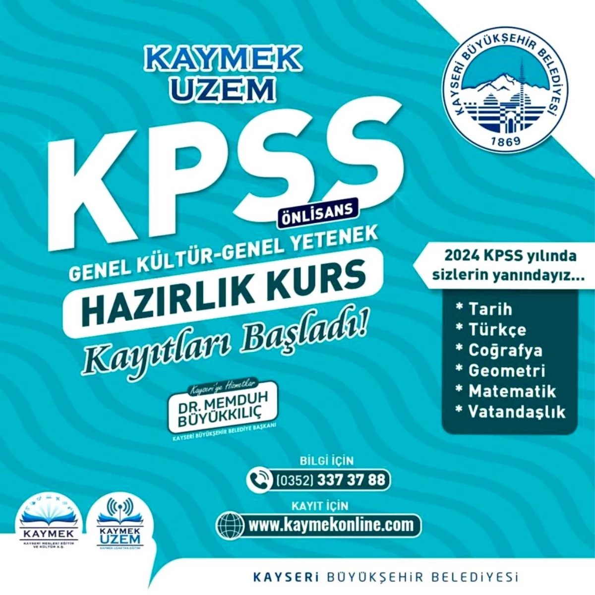 Kayseri Büyükşehir Belediyesi KPSS Kurs Kayıtlarını Başlattı