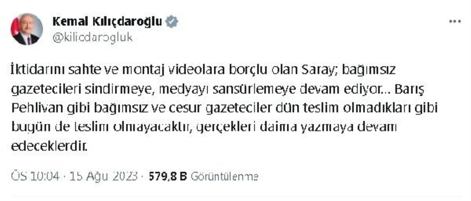 Kılıçdaroğlu, Barış Pehlivan\'ın cezaevine girmesine tepki gösterdi