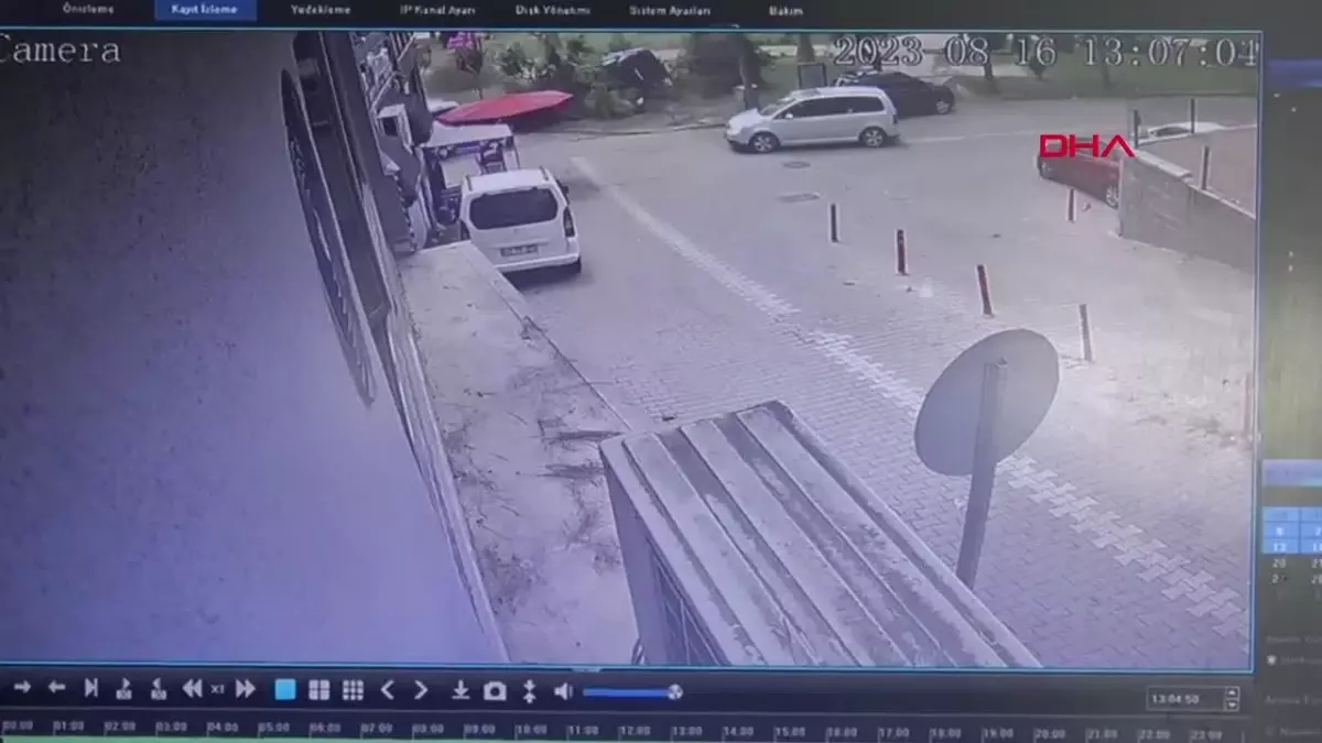 Darıca'da arıza yapan araç parkta ağaca çarparak devrildi