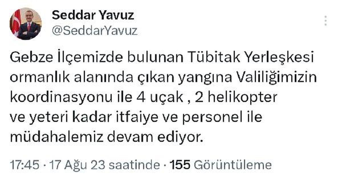 Gebze\'deki TÜBİTAK Yerleşkesinde Çıkan Orman Yangınına Havadan Müdahale Başladı
