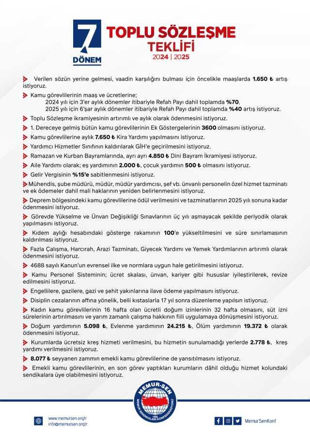 Hükümetin ikinci teklifinden de memnun kalmayan Memur-Sen'den 81 ilde grev kararı