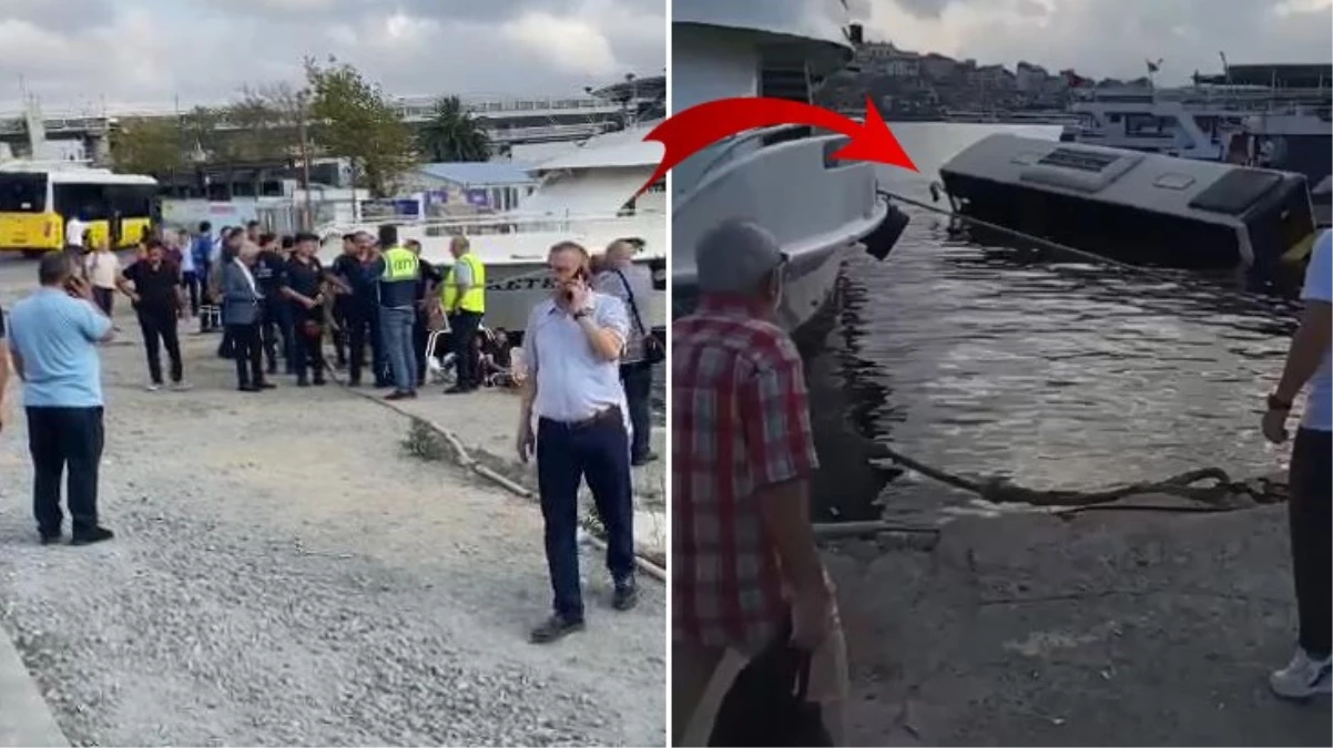 İstanbul\'da park halindeki içinde yolcu bulunmayan İETT otobüsü denize düştü