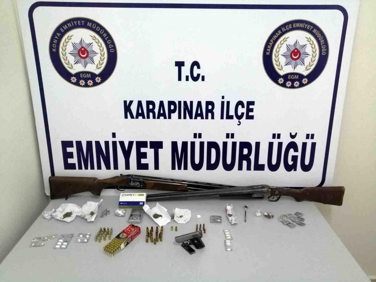 Konya\'da Polis Operasyonunda Silah ve Uyuşturucu Ele Geçirildi