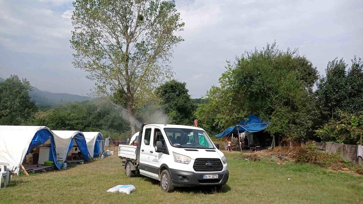 Akyazı Belediyesi, Mevsimlik Fındık İşçilerinin Çadırlarını İlaçladı