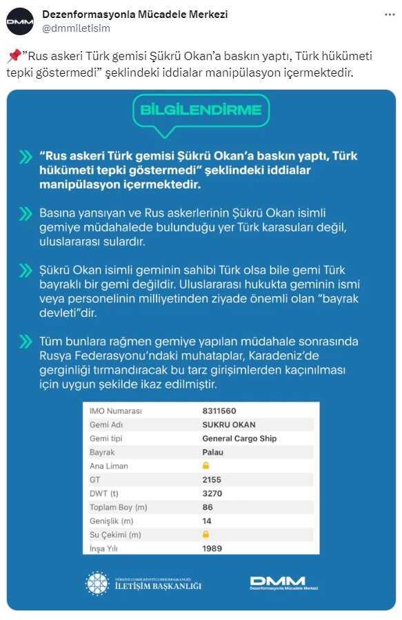 Rus Askeri'nin Türk Gemisine Baskını İddiası Manipülasyon İçeriyor