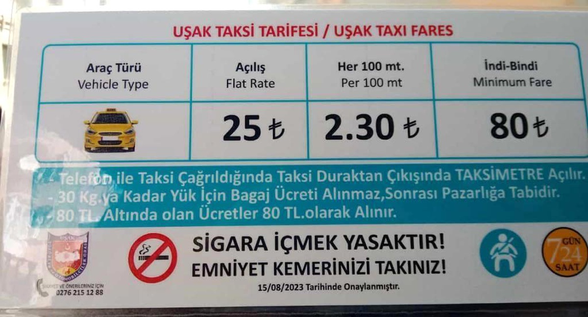 Uşak\'ta Yakıt Zamlarının Ardından Taksi Ücretlerine Zam Geldi