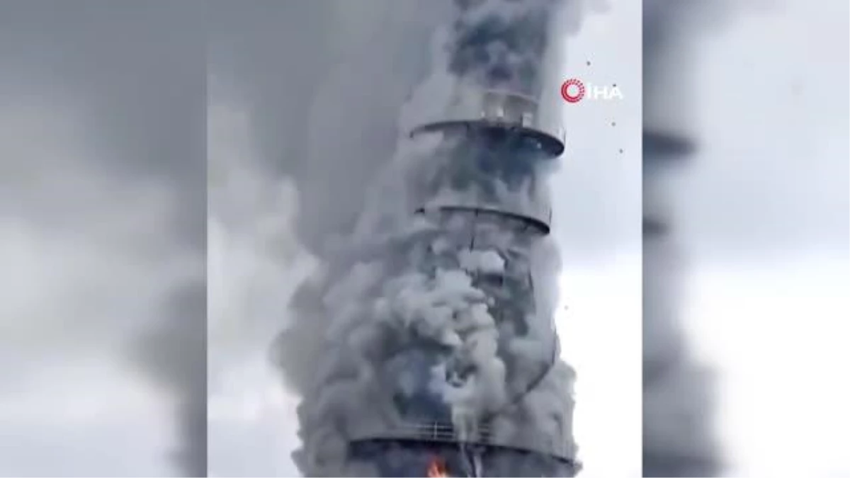 Çin\'de bir termik santral kulesinde yangın çıktı