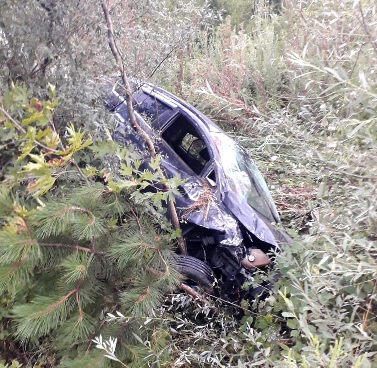 Bursa\'da Otomobil Şarampole Uçtu, 2 Kişi Yaralandı