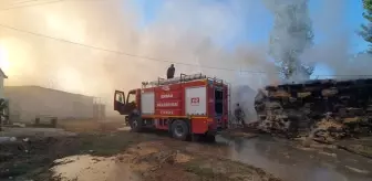 Tokat'ta çiftlikte çıkan yangında 2 bin saman balyası zarar gördü