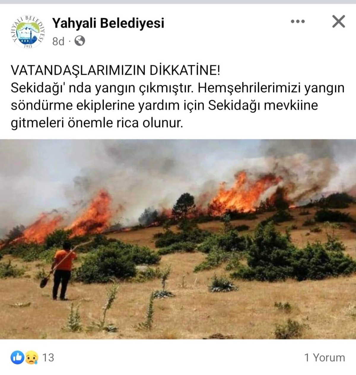 Yahyalı\'daki yangın kontrol altına alındı
