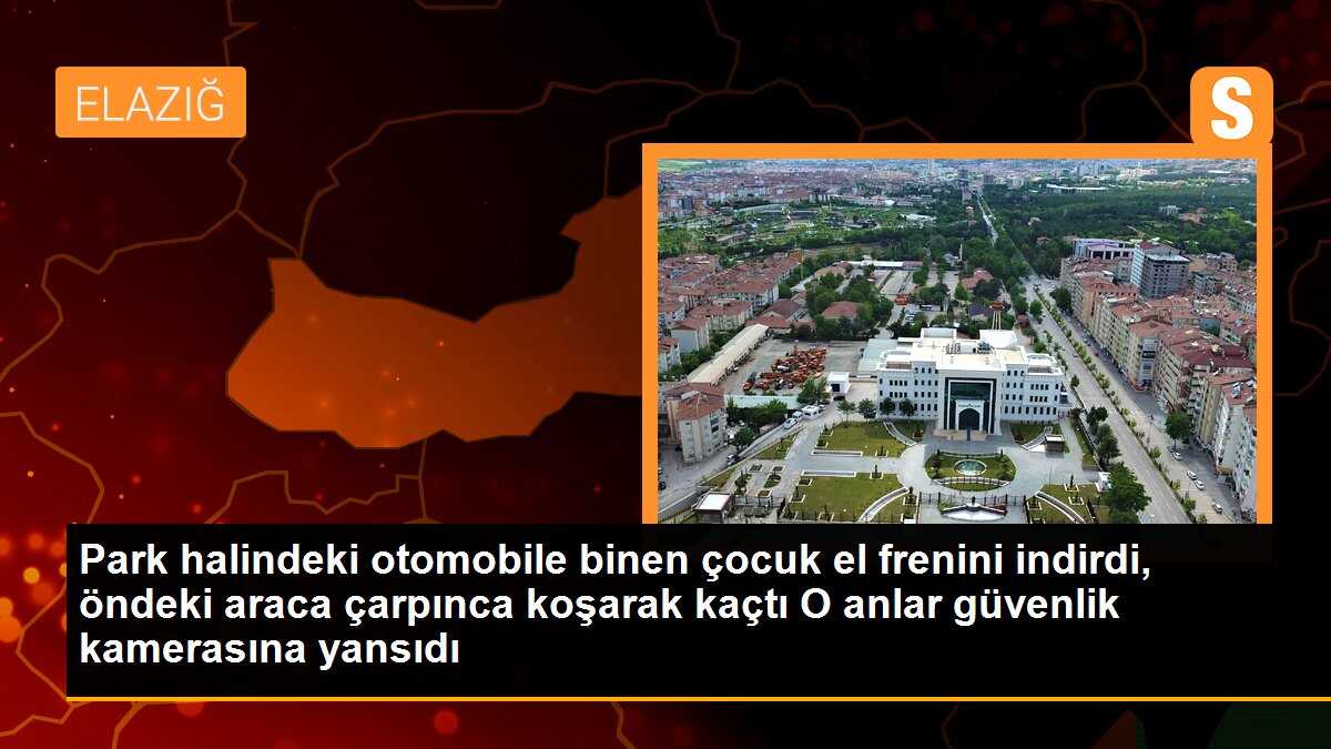 Park halindeki otomobile binen çocuk el frenini indirdi, öndeki araca çarpınca koşarak kaçtı O anlar güvenlik kamerasına yansıdı
