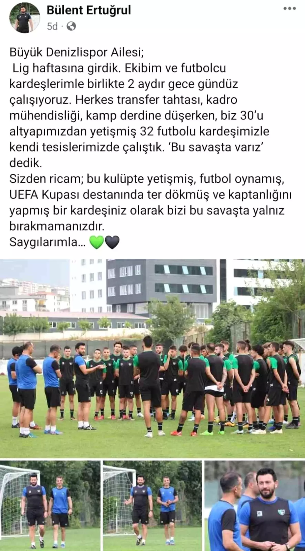 Denizlispor Teknik Direktörü Bülent Ertuğrul\'dan Taraftarlara Destek Çağrısı