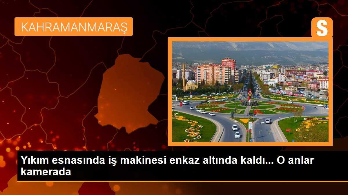Yıkım esnasında iş makinesi enkaz altında kaldı... O anlar kamerada