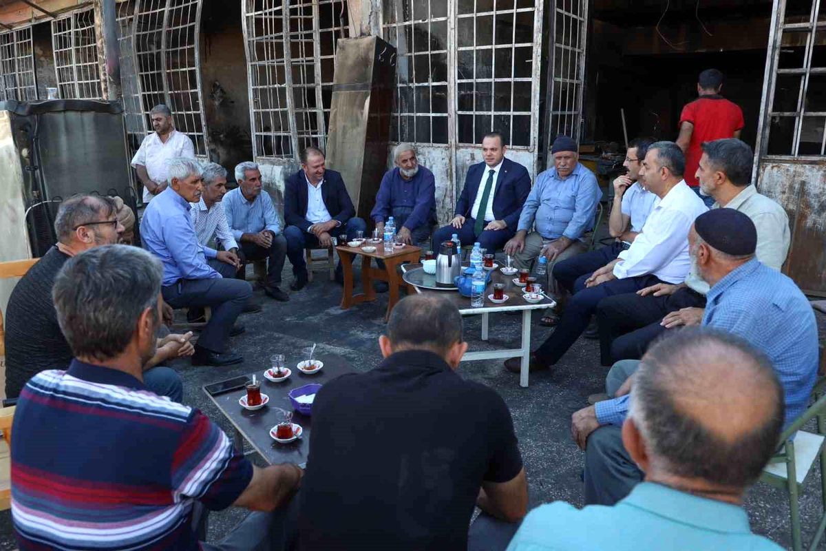 BİNTSO Başkanı Yangın Sonucu Zarar Gören Esnafları Ziyaret Etti