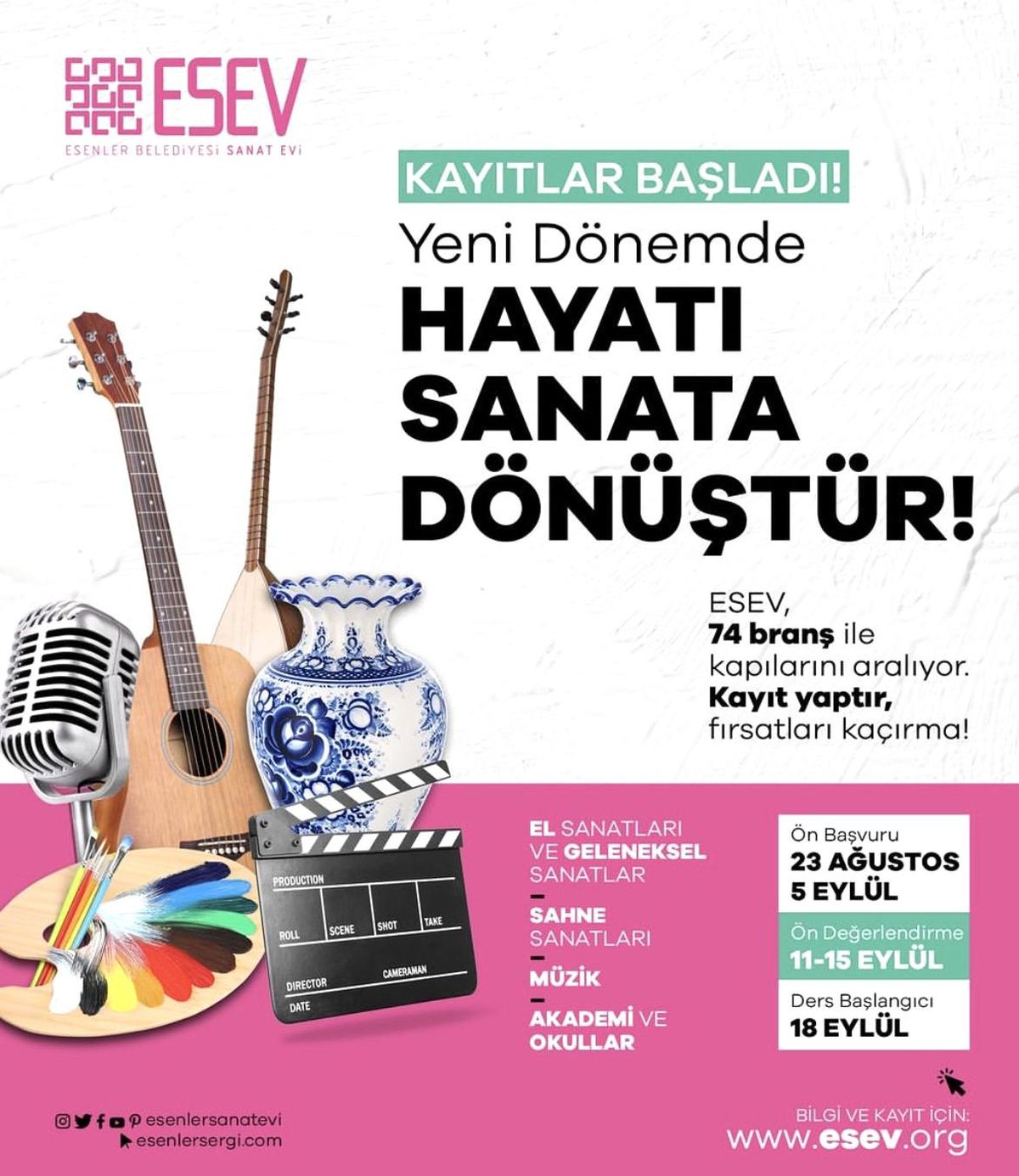 Esenler Belediyesi Sanat Evi\'nde Yeni Dönem Kurs Kayıtları Başladı