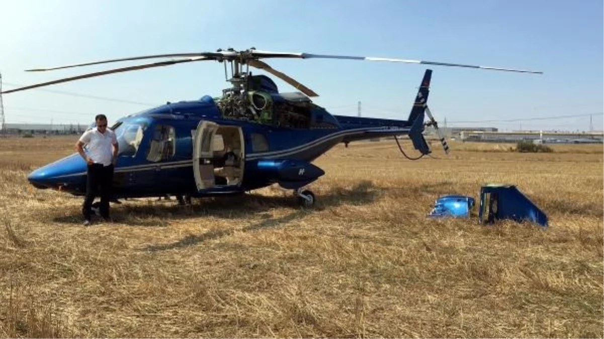 Çerkezköy\'de helikopter tarlaya zorunlu iniş yaptı