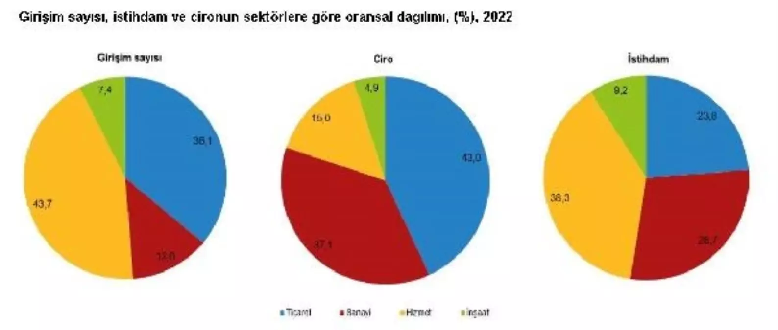 Türkiye\'de Girişimlerin Çoğunluğu Hizmet ve Ticaret Sektöründe