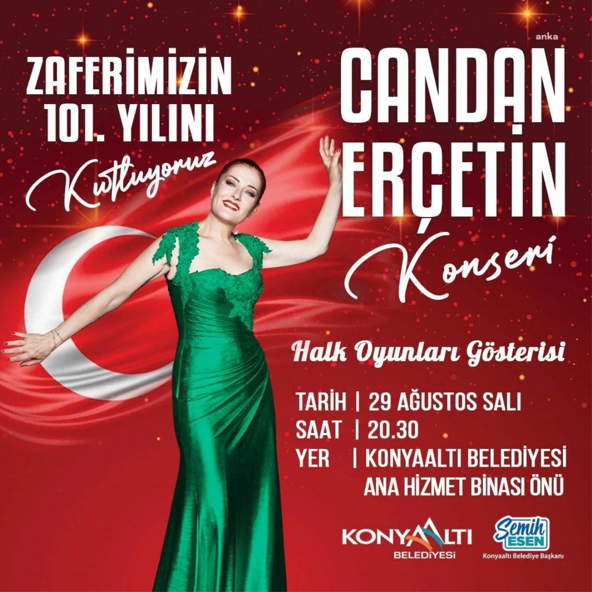 Konyaaltı Belediyesi, Candan Erçetin konseriyle 30 Ağustos Zafer Bayramı\'nı kutluyor