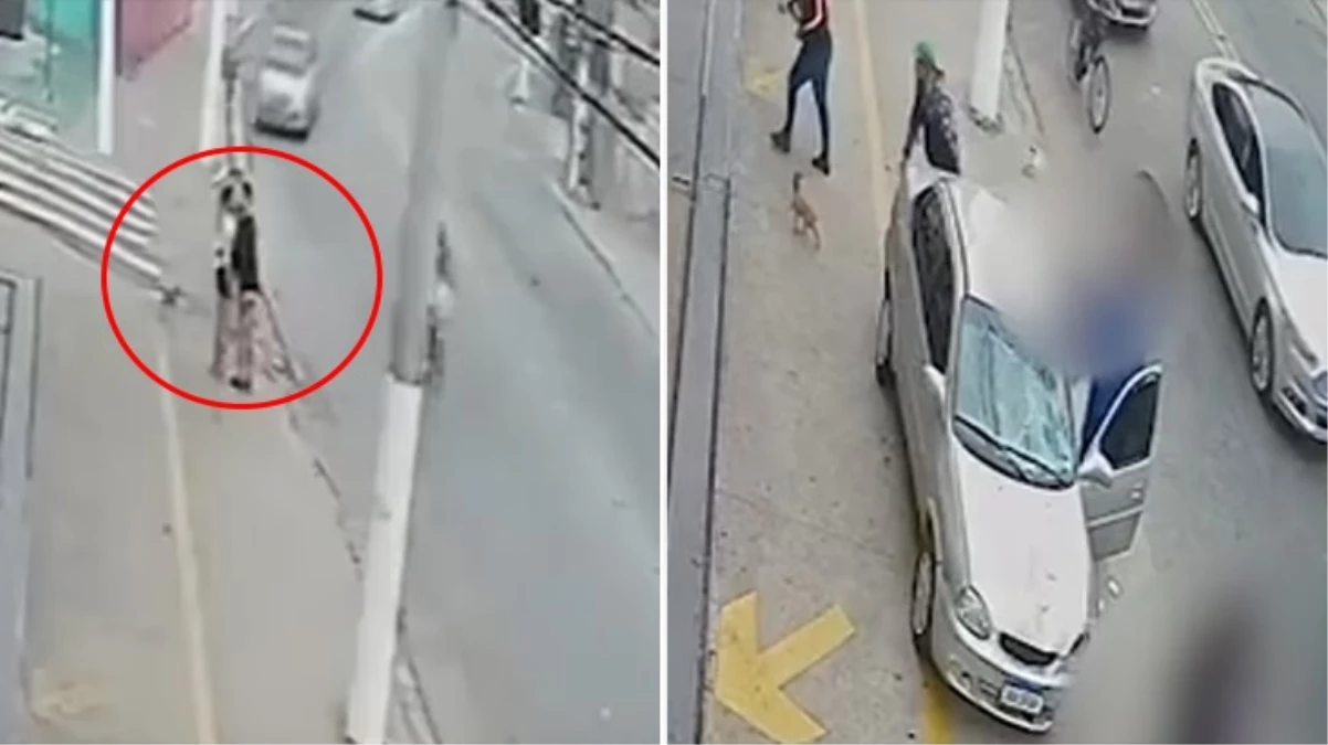 Brezilya\'da kaldırımda öpüşen çifte otomobil çarptı