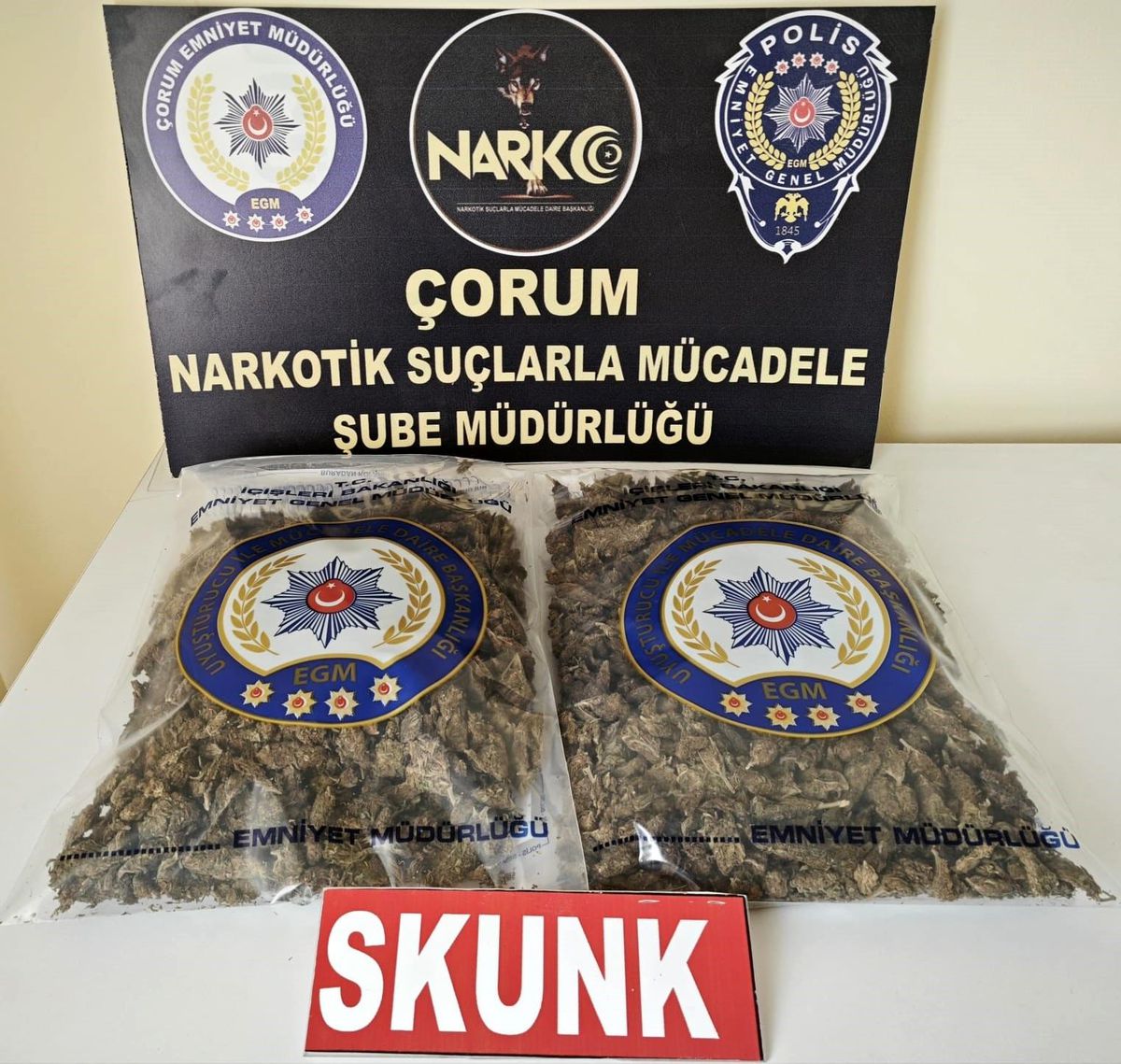 Çorum\'un Osmancık ilçesinde bin 80 gram skunk maddesi ele geçirildi