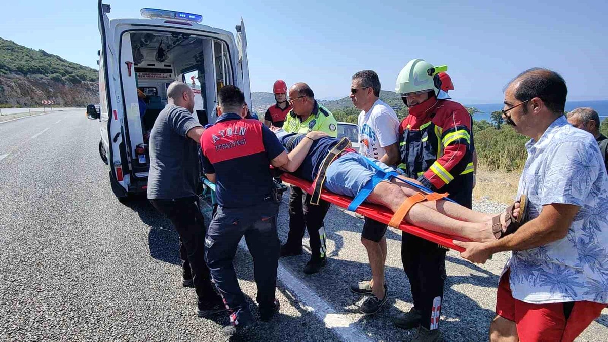 Kuşadası\'nda otomobil şarampole yuvarlandı: 1 yaralı
