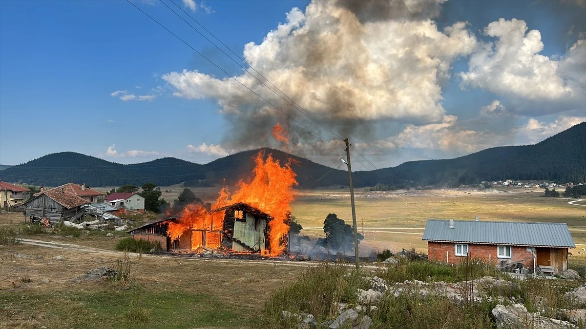 Bolu\'da ahşap yayla evinde çıkan yangın söndürüldü