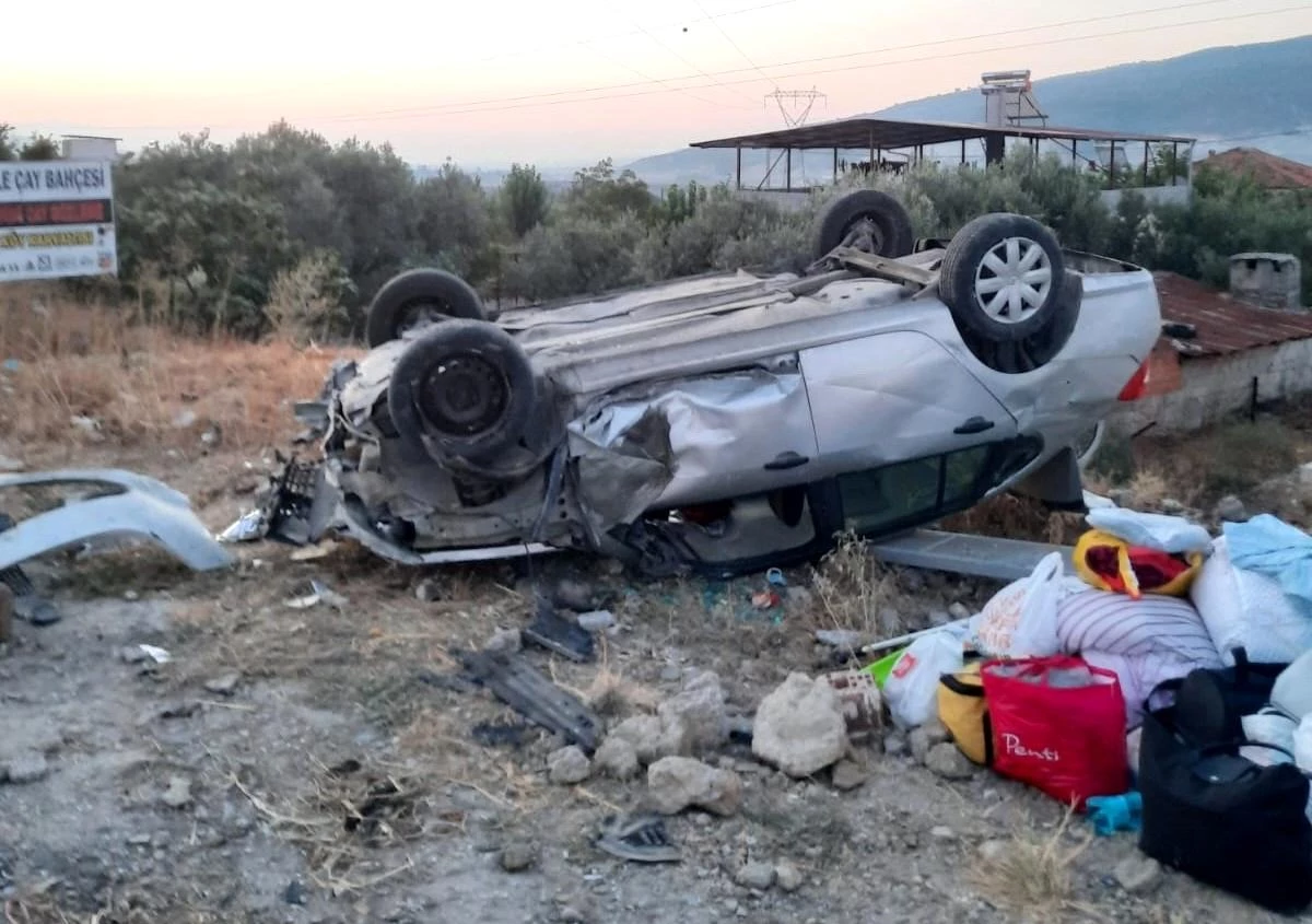 Aydın\'da trafik kazası: Otomobil takla attı