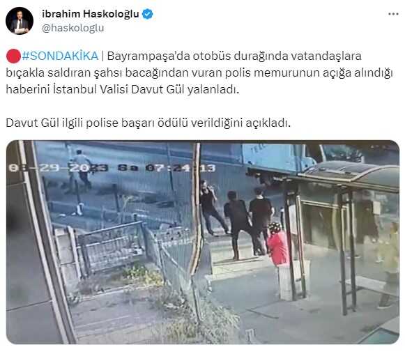 İstanbul'da bıçaklı saldırganı vuran polis memurunun görevden alındığı iddiasını Vali Gül yalanladı: Başarı belgesi ile ödüllendirilmiştir İstanbul'da bıçaklı saldırganı vuran polis memurunun görevden alındığı iddiasını Vali Gül yalanladı: Başarı belgesi ile ödüllendirilmiştir