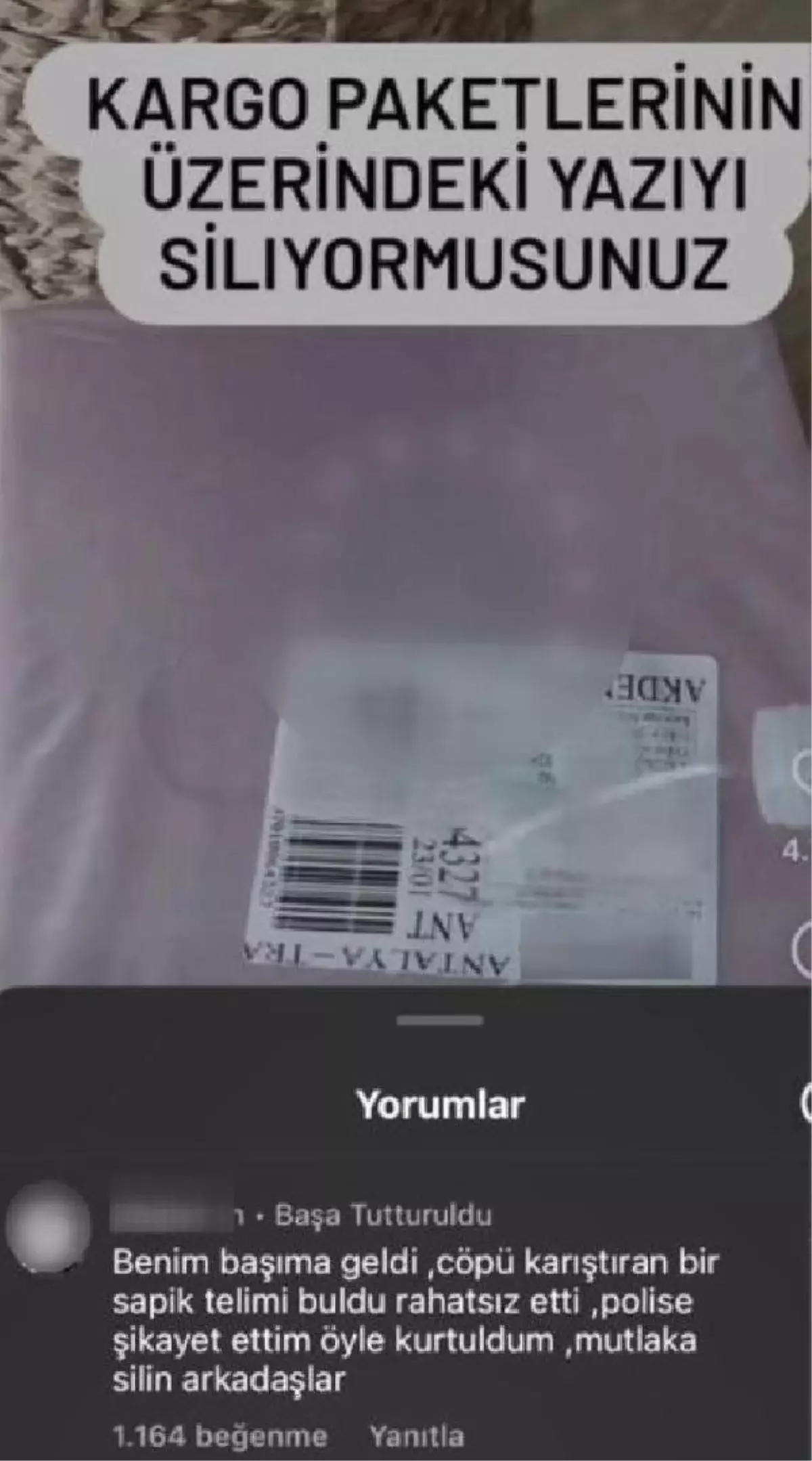 KARGO ETİKETLERİNİ YIRTMADAN ÇÖPE ATANLARA UYARI: KİŞİSEL VERİLERİNİZ ÇALINMIŞ OLABİLİR