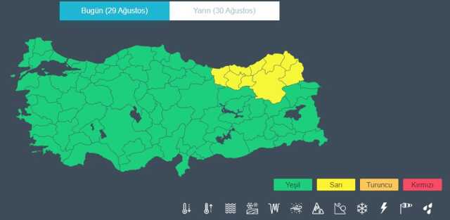 Meteoroloji'den 9 kentimiz için 'sarı kodlu' uyarı Meteoroloji'den 9 kentimiz için 'sarı kodlu' uyarı