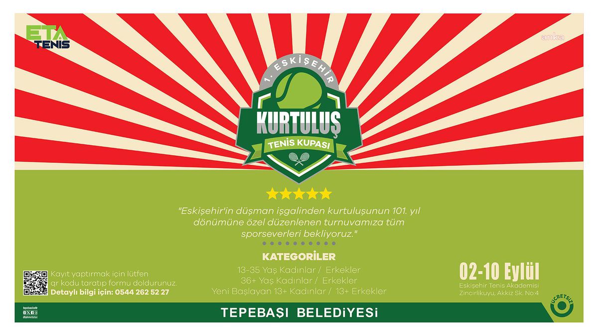 Tepebaşı Belediyesi, Eskişehir\'in düşman işgalinden kurtuluşunun 101\'inci yıl dönümü dolayısıyla tenis turnuvası düzenliyor
