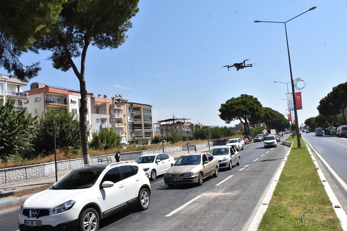 Germencik\'te dronla trafik denetimi yapıldı