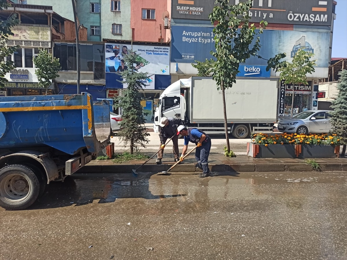 Yüksekova\'da caddelerde temizlik çalışması yapıldı