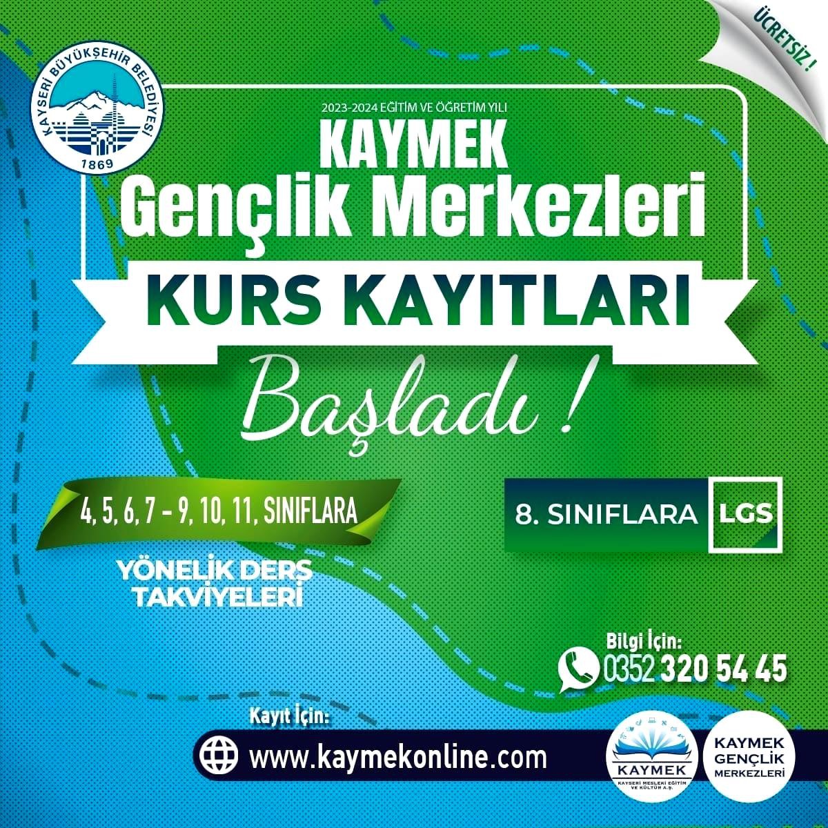 KAYMEK Gençlik Merkezi Kursları Kayıtları Devam Ediyor