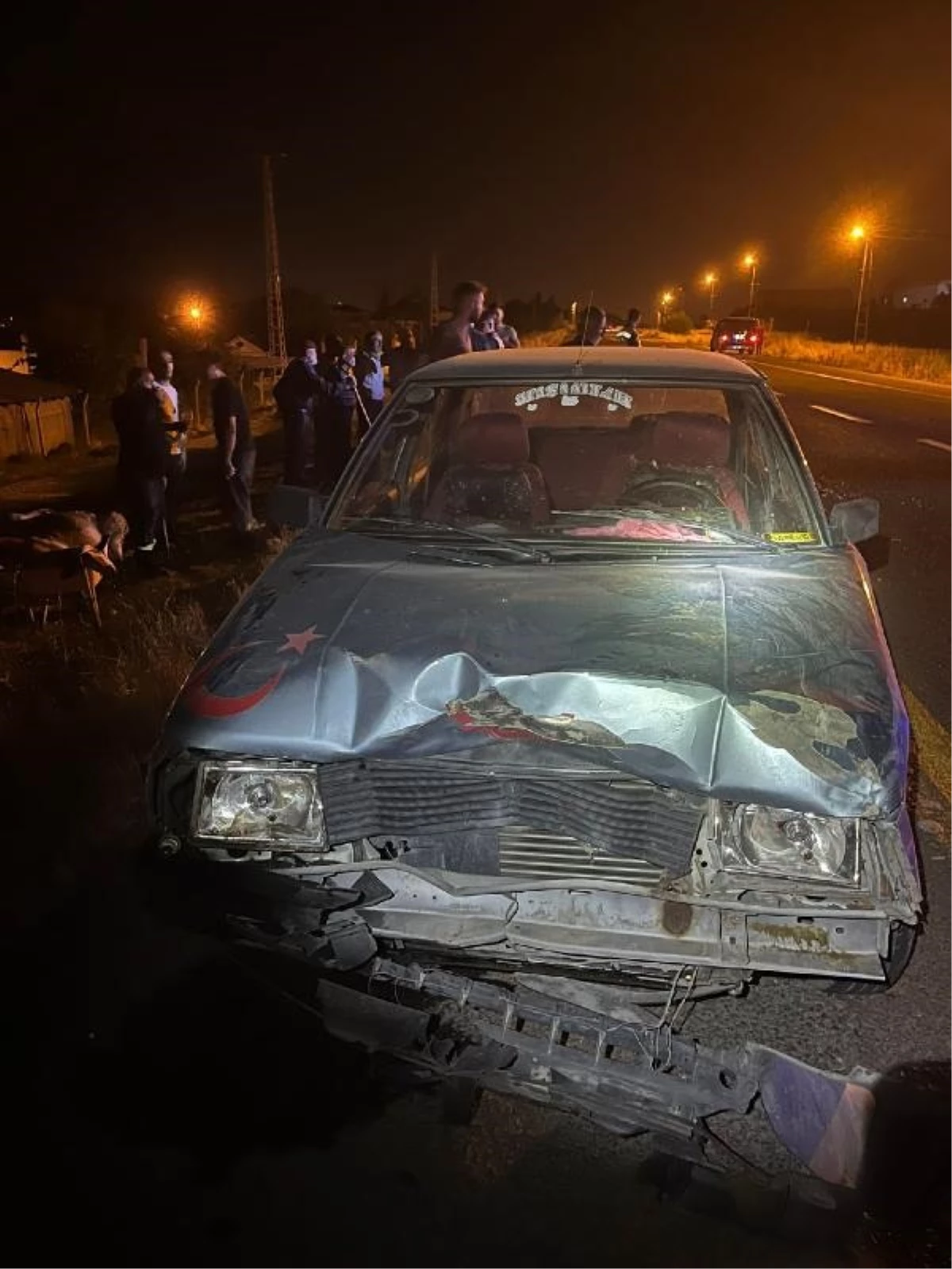 Kırıkkale\'de Otomobil Koyun Sürüsüne Çarptı: 4 Yaralı, 7 Koyun Öldü