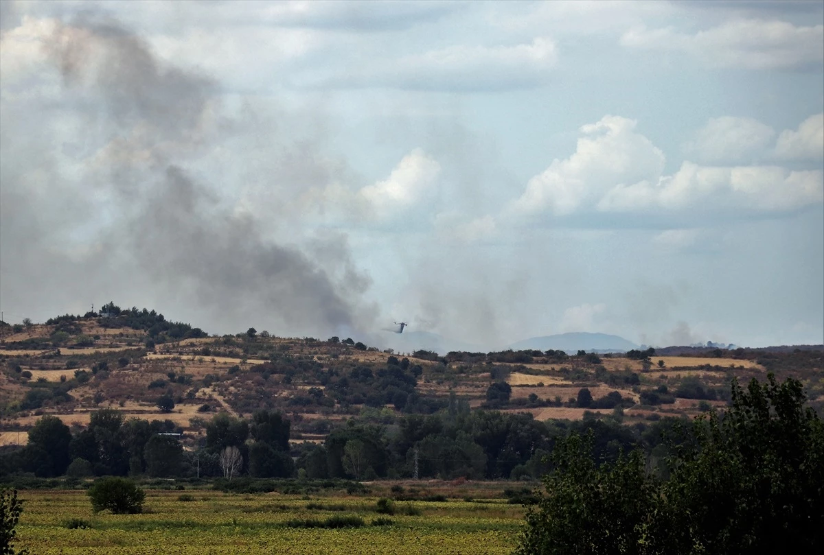 Yunanistan\'da devam eden orman yangını Edirne sınır köylerinden görülüyor