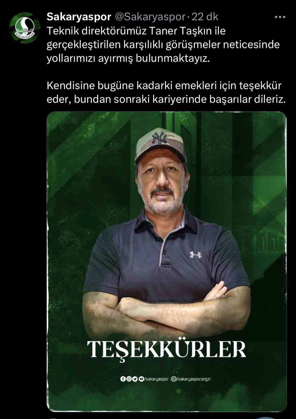 Sakaryaspor Teknik Direktörü Taner Taşkın ile Yollarını Ayırdı