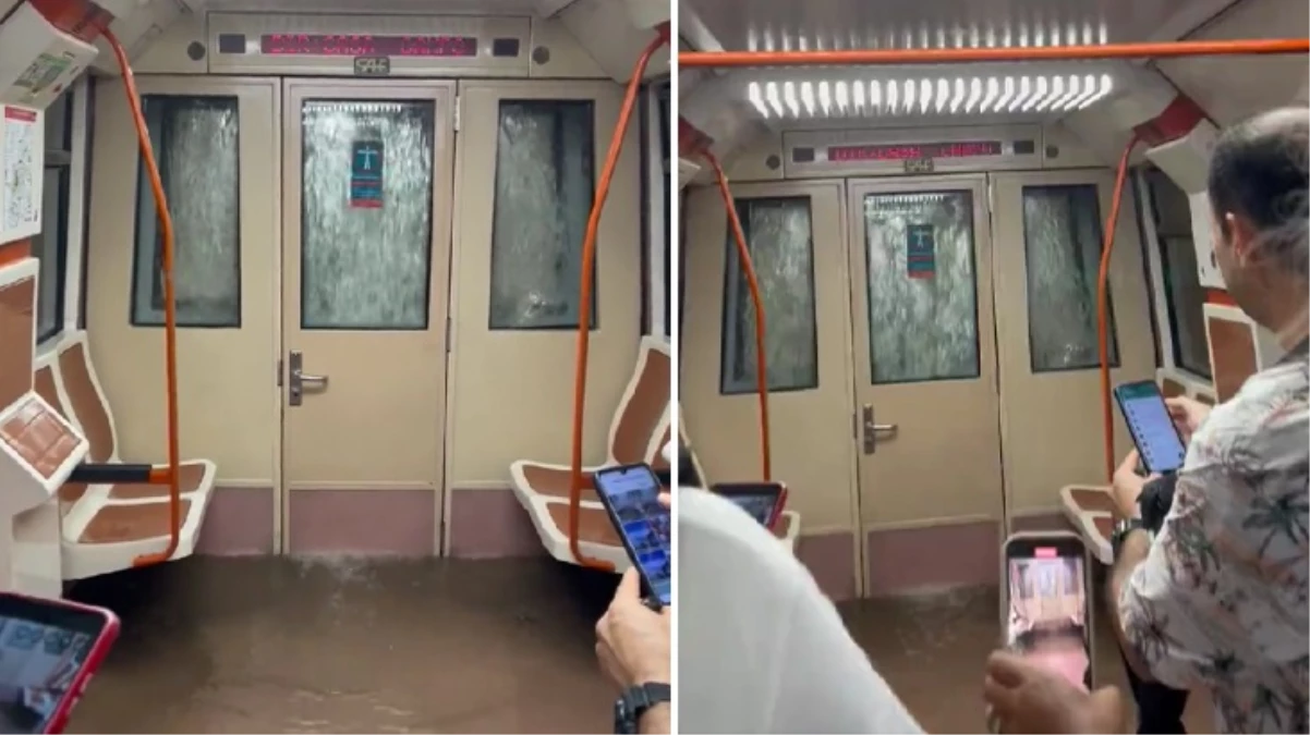 Görüntü Madrid\'den! Sel suları metroyu bastı, vatandaşlar büyük panik yaşadı