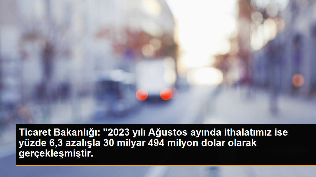 Ticaret Bakanlığı: "2023 yılı Ağustos ayında ithalatımız ise yüzde 6,3 azalışla 30 milyar 494 milyon dolar olarak gerçekleşmiştir.